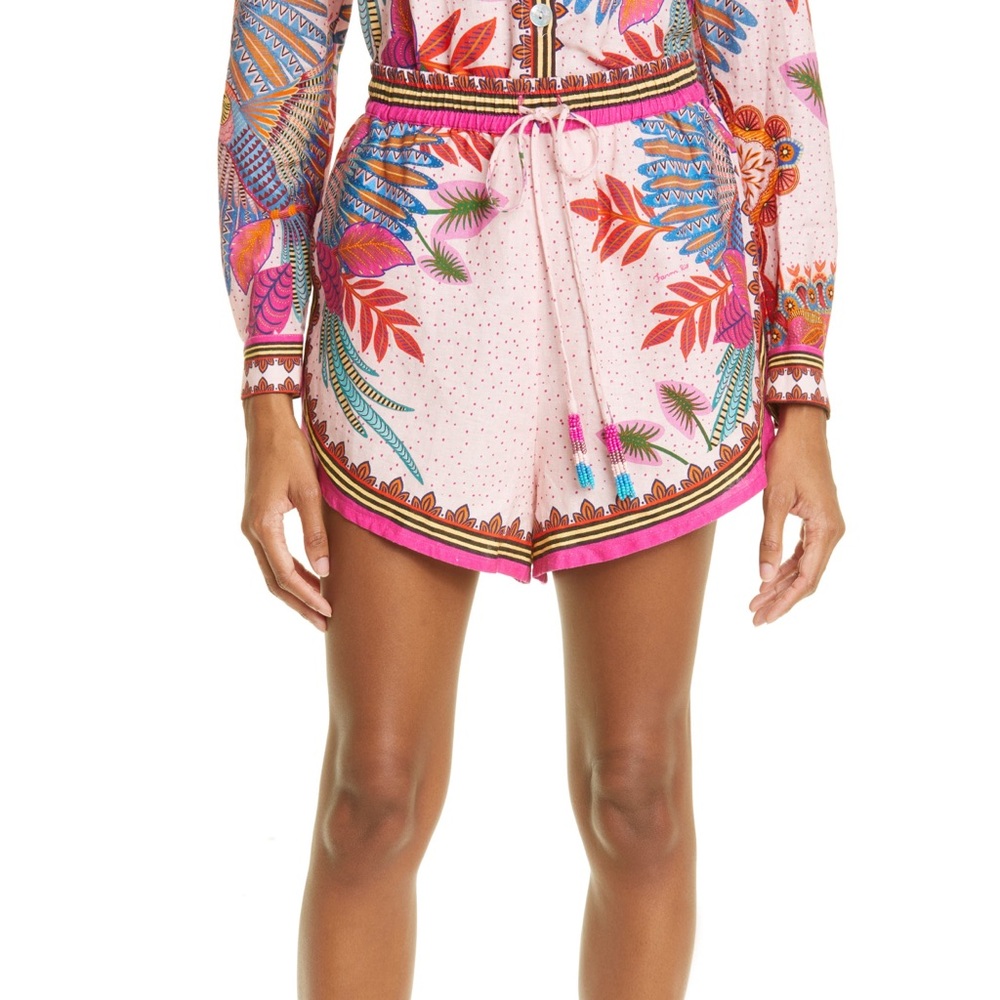 FARM Rio pink linen button up and shorts set (2 pieces) in Macaw Scarf XL - Picture 12 of 13